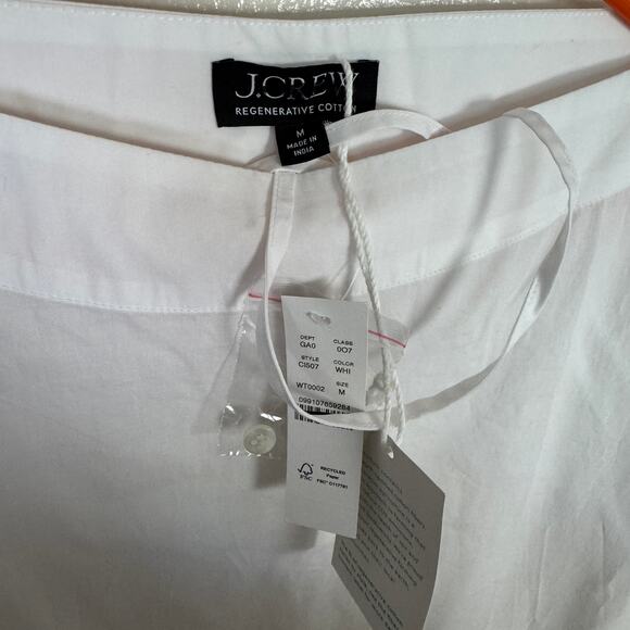 J.Crew Ciel Top Womens M White Poplin Boatneck Side Button Waist Tie CI507 LS - Picture 4 of 7